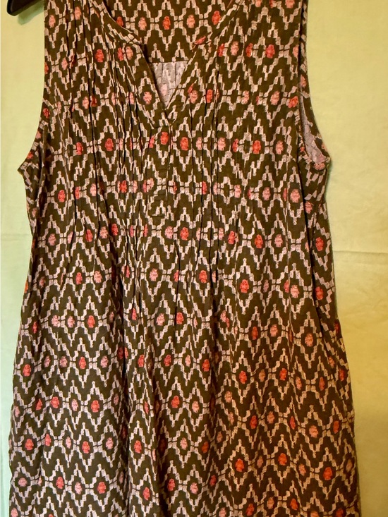 Sonoma Dresses & Skirts - Sonoma Olive Green Sleeveless Printed Dress with Coral Accents